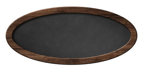 Oval blackboard with dark wooden frame
