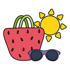 handbag female with sunglasses and summer sun
