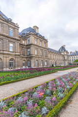 Paris, France - APRIL 9, 2019: Luxembourg Garden. Beatiful Tulips. Paris, France