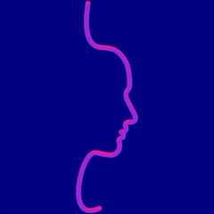 The girl s face in line in neon style