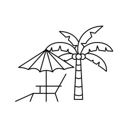 palm tree with beach umbrella striped
