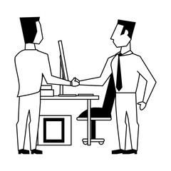 business people avatars cartoon characters in black and white