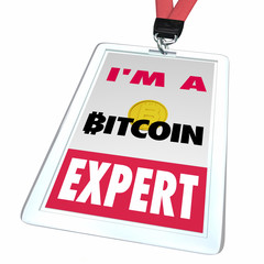 Bitcoin Cryptocurrency Digital Money Badge Expert Knowledge Pro 3d Illustration