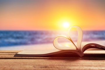 Book heart beach love outdoor literature decoration