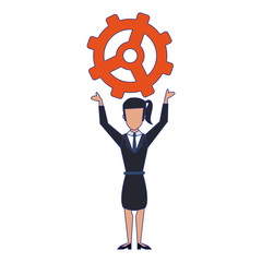 business woman avatar cartoon character blue lines