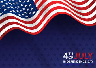 4th July independence day background with american flag