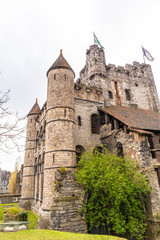 Fototapeta premium Ghent, Belgium - APRIL 6, 2019: Gravensteen. Medieval castle at Ghent.