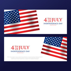 4th July independence day banners with american flag