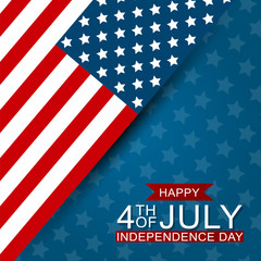 4th of July United States national Independence Day celebration background with American flag. Vector illustration.