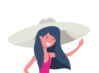 young woman with swimsuit on white background