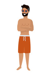 Fototapeta premium Boy with summer swimwear design