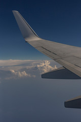 Fototapeta premium View of the earth from the wing of the aircraft. 