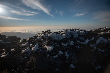 Azores Pico Mountain, icy mountain top, volcano