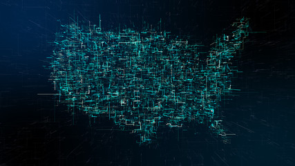 USA Big data cloud computing internet of things network communication - Conceptual 3D render © immimagery
