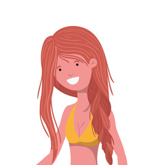 young woman with swimsuit on white background