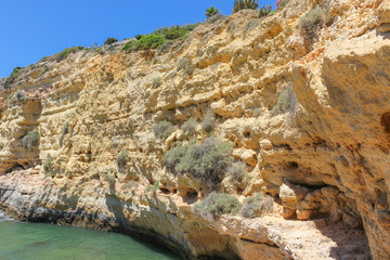 Fototapeta na wymiar Beautiful Landscape Cliff on Vale Covo Beach, Lagoa, Carvoeiro, Algarve, Portugal