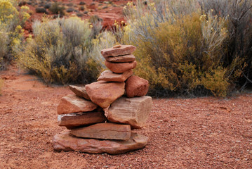 Pyramid of red stones, cairn - 271523562