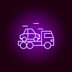 truck car outline icon in neon style. Elements of car repair illustration in neon style icon. Signs and symbols can be used for web, logo, mobile app, UI, UX