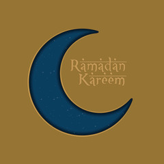 Ramadam Kareem poster with a moon - Vector