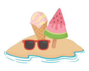 Summer and vacation icon set design