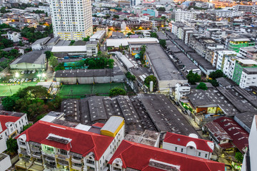 Panorama view of panoramic city views, overlooking a wide range of high-rise buildings, blurred...