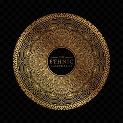 Elegant ornamental mandala background design with gold color 