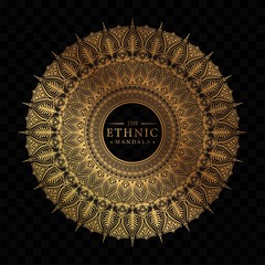 Elegant ornamental mandala background design with gold color 