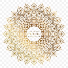 Elegant ornamental mandala background design with gold color 