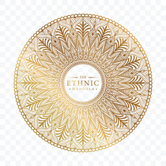 Elegant ornamental mandala background design with gold color 