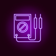 voltmeter car outline icon in neon style. Elements of car repair illustration in neon style icon. Signs and symbols can be used for web, logo, mobile app, UI, UX