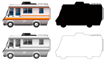 Set of campervan transportation