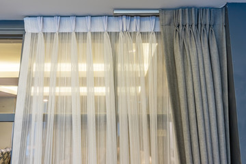 Beautiful curtains with ring-top rail, Curtain interior decoration in living room
