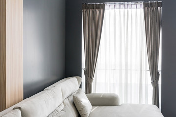 Beautiful curtains with ring-top rail, Curtain interior decoration in living room