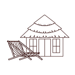 wooden house on the beach with white background