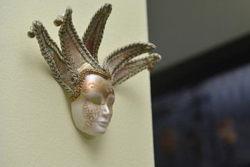 pierrot's mask, masquerade ball, carnival symbol, carnival decoration, wall decoration, horizontal background