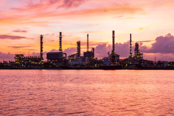 Fototapeta premium Petroleum oil refinery factory over sunrise in the morning, Bangkok, Thailand