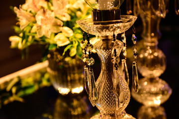 crystal candlestick close-up,  chinese new year, new year, banquet, year-end party, new year party,...