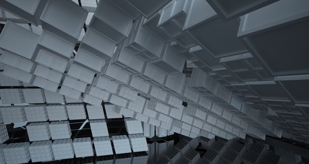 Obraz premium Abstract white and black interior multilevel public space with window. 3D illustration and rendering.