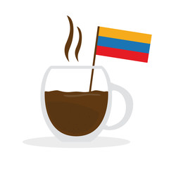Colombian coffee cup with a flag of Colombia - Vector