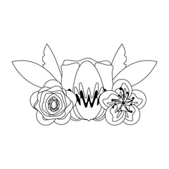 flower blossom icon cartoon isolated in black and white