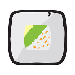 Isolated sushi roll image. Traditional japanese food - Vector