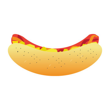 Isolated hot dog image on a white background. Fast food - Vector