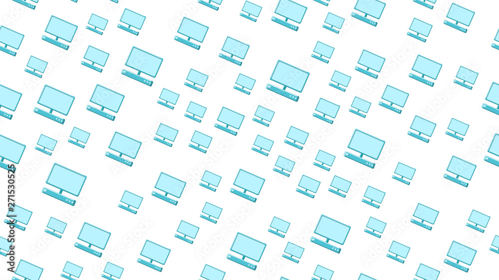 Poster seamless pattern texture of endless repetitive modern digital laptop computers with monitors on whit