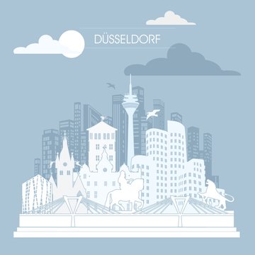 D&uuml;sseldorf Deutschland Stadt Europa Silhouette Bauwerk Architektur St&auml;dtisch Ortsbild Business Hochh&auml;user Abbildung Design Abstrakt B&uuml;ros Anlagen Architektur Symbol
