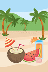 Summer and vacation icon set design