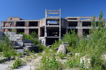 Abandoned construction site of Hospital. Abandoned at 1991,during Ukrainian undependence crisis.  Kiev Region,Ukraine