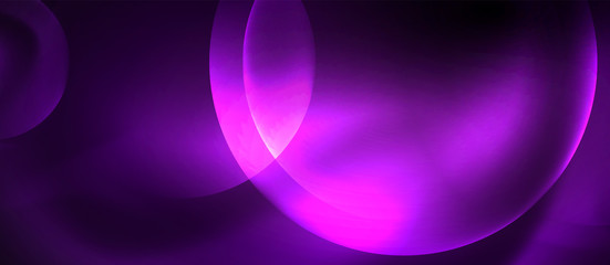 Shiny neon color light with circles abstract background