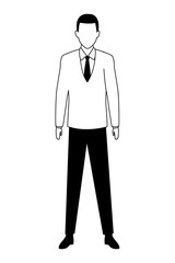 business man avatar cartoon character black and white