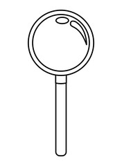 magnifying glass icon cartoon isolated black and white