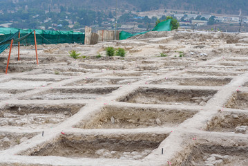 Archaeological excavations dig background. Old City in Israel.